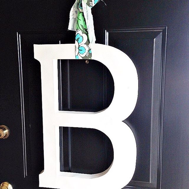 How fun to participate in the #colormehappyparty this week!  The theme is monograms and my favorite monogram is the one on my front door!  I change up the ribbon with the seasons but this big beautiful B is always there! #monogram