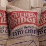 covered bridge chips in burlap bag