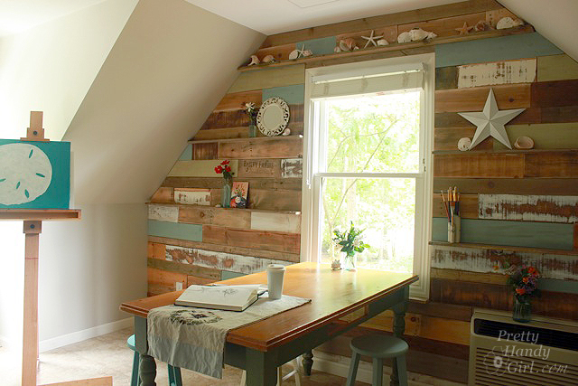 Pretty Handy Girl pallet wall after