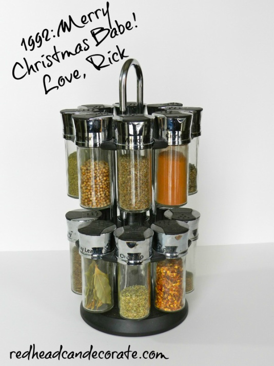 Redhead can decorate spice rack before