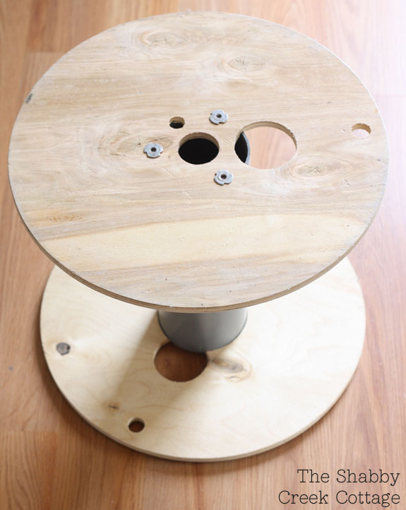 The Shabby Creek Cottage cable spool before