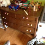 Restoration Redoux pink striped dresser before