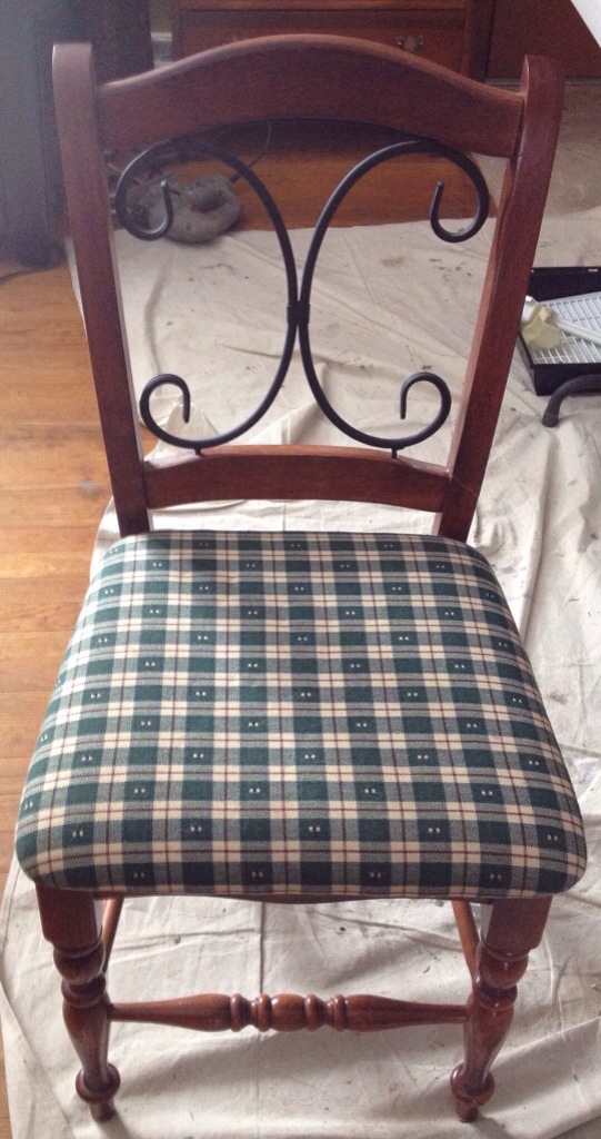 The Salvaged Boutique decoupaged chair after