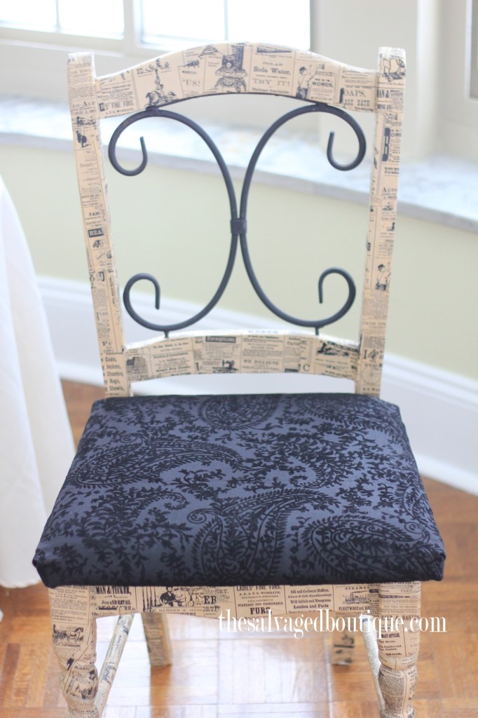 The Salvaged Boutique decoupaged chair before