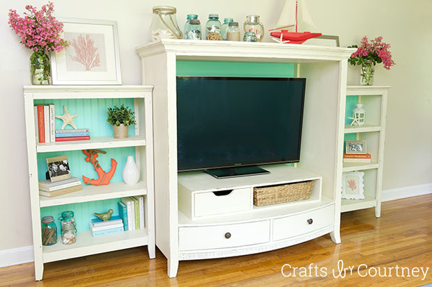 entertainment-center-painted-white-mint